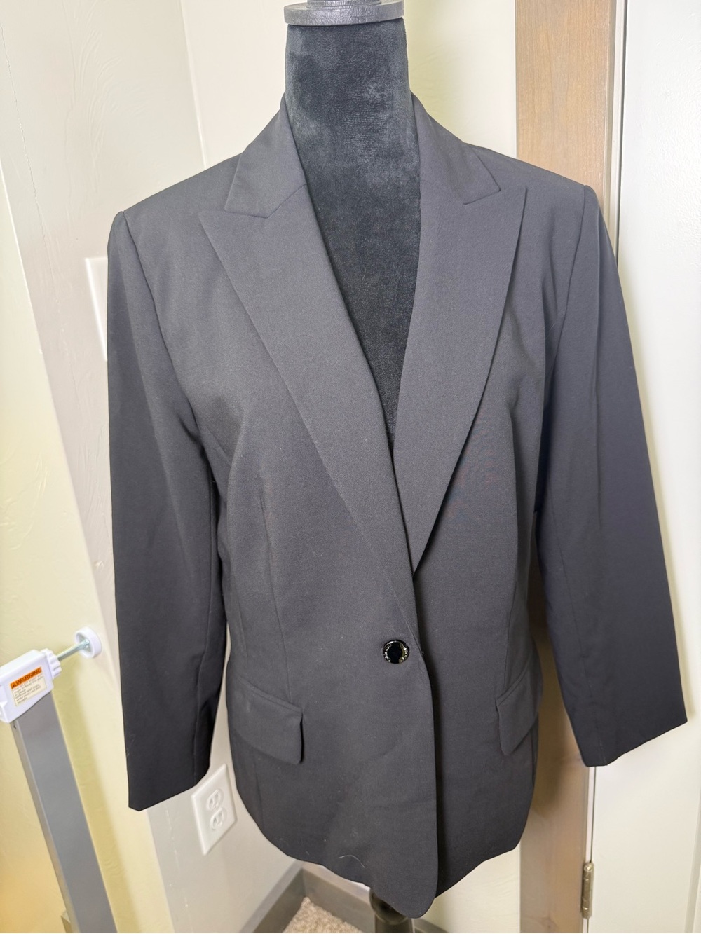 Calvin Klein Double Breasted Button Up Blazer All Black‎ Business Casual Staple